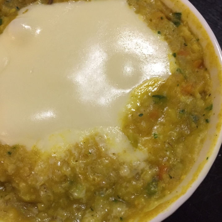 レンジで簡単!オートミールのカレーチーズリゾット☆